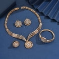 thumbnail image 4 of AEXTO Vintage Rose Gold Filigree Jewelry Set for Women – Hollow Round Pendant Necklace, Stud Earrings, Stretch Bracelet & Adjustable Ring – Elegant Bridal Wedding African Inspired Accessories, 4 of 6