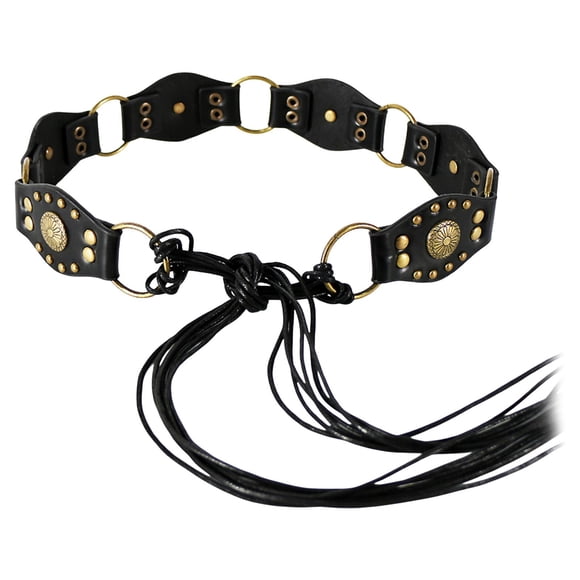 Cinturón de moda para mujer, cadena de cintura moderna para fiestas, presentaciones en el escenario, camisetas Negro