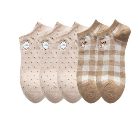 

5 Pairs of Socks Women s Thin Boat Socks Embroidered Socks Low-top Shallow Cotton Socks Women