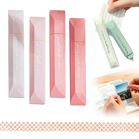 5Pcs Double Sided Tape Pens, 2026 New Multipurpose Double Sided Tape Roller for Scrapbooking, Gift Wrapping, Photo Mounting, Gradient Color DIY Handwork Glue Stick for School Office & Crafts (Pink)