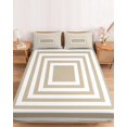 thumbnail image 2 of King Size Fitted Sheet Set - Beige White Geometric 3 Piece Bedding Sets 16" Deep Pocket Fitted Sheet with 2 Pillowcases, Square Minimalist Modern Brushed Microfiber Hotel Luxury Bed Sheets, 2 of 9