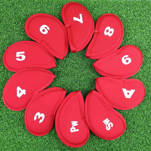 Lot de 10 Couvre-Têtes Rouges en Fer pour Club de Golf : Matériau Durable de Qualité Supérieure pour Protection contre les Rayures, Conception Légère et Compacte, Facile à Utiliser et à Ranger – Idéal pour les Événements de Golf, les Cadeaux d'Affaires Ou l'Entretien des Clubs