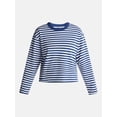 thumbnail image 5 of No Boundaries Oversize LS Stripe Tee, Women’s Sizes XXS-XXL, 5 of 5