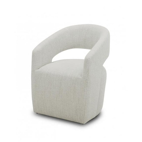 HomeRoots 488458 26 in. Textured Polyester Modern Arm Chair, Cream