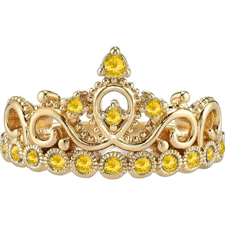 14K Yellow Gold Citrine Crown Ring (November) (7)