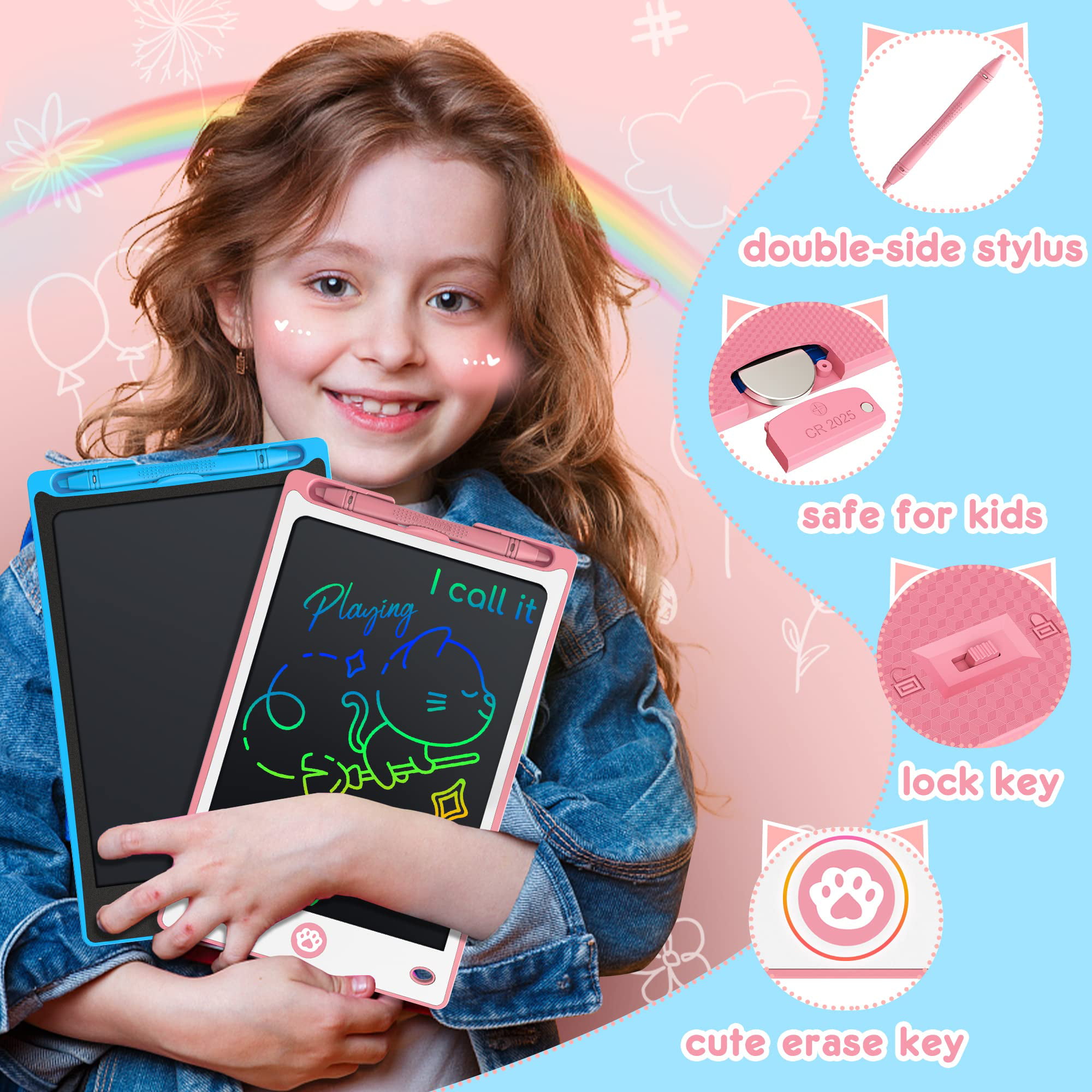 LCD Writing Tablet for Kids, 2Pck Drawing Tablets Toddler Toys Doodle Board  12 inch Writing Pad Drawing Tablet, Boys Girls Gift Trip Travel Essentials  Learning Games 3-5 6-8 9-12 Year Old, Blue+Pink - Yahoo Shopping