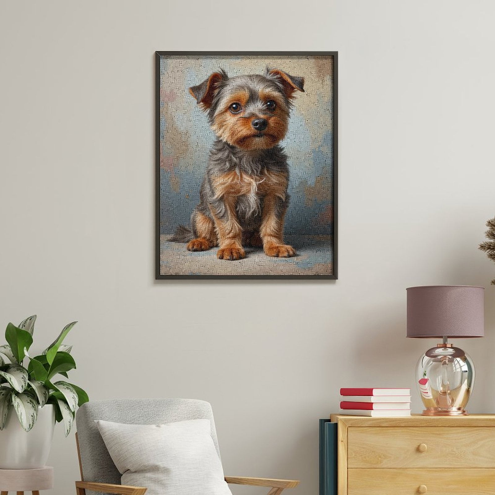 Paint by Numbers Kit for Adults, Adorable Yorkie Portrait Bust Paint by Numbers, Easy Paint by Numbers Kit for Adults Beginner, DIY Adult Paint by Number Kits on Canvas, Home Decor