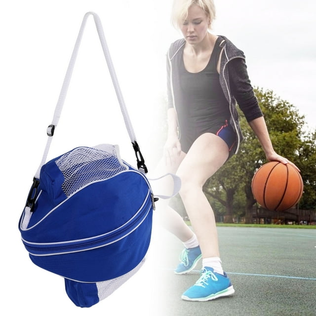 Oxford Round Basketball Bags, Round Mesh Basketball Bags Waterproof Durable PVC Adjustable Lengthened for International Competitions for No. 7 Basketball Black Cloth with Yellow