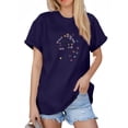 thumbnail image 4 of NAMTYQX T Shirts for Women Comfy Printed Stretch Hawaiian Fullprint Short Sleeve Plus Size Round Neck Cool Cute Tops for Women Navy Size L, 4 of 5