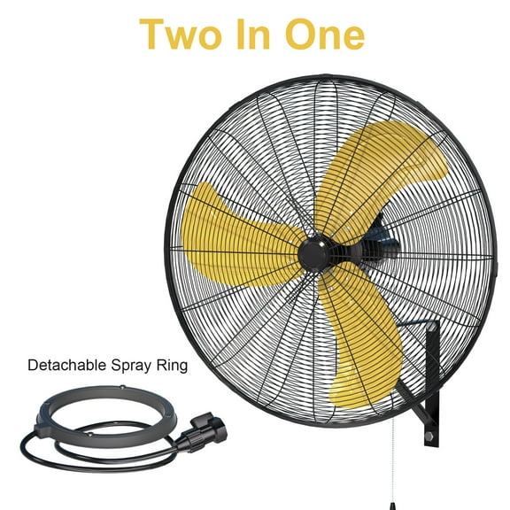 30 Inch Outdoor 3-Speed Wall Mounted Fan, Tilt Mechanism, 9600 CFM, Misting Fan, for Patio, Commercial and Garage, UL Listed