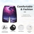thumbnail image 3 of Yiaed Purple Moon Tree Night Sky Print Mens Swim Trunks Bathing Suit Compression Liner Beach Swim Shorts Swimwear Quick Dry Zipper Pocket No-Chafing Board Short-Small, 3 of 6