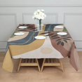 thumbnail image 3 of Brown Boho Geometric and Plant Pattern Square Tablecloth,Waterproof Square Table Cover,Wipeable Spillproof Washable Table Cover for Home Kitchen Party Decor 60"x60"(152x152cm), 3 of 6
