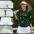 thumbnail image 6 of Uorisanigo Cute Clover Women's 3/4 Sleeve Athletic Golf Shirts Size M Quarter Zip Quick Dry Athletic Polo Shirts Comfortable Polyester Spandex Fabric Outing Wear Fashion Tennis Tops, 6 of 7