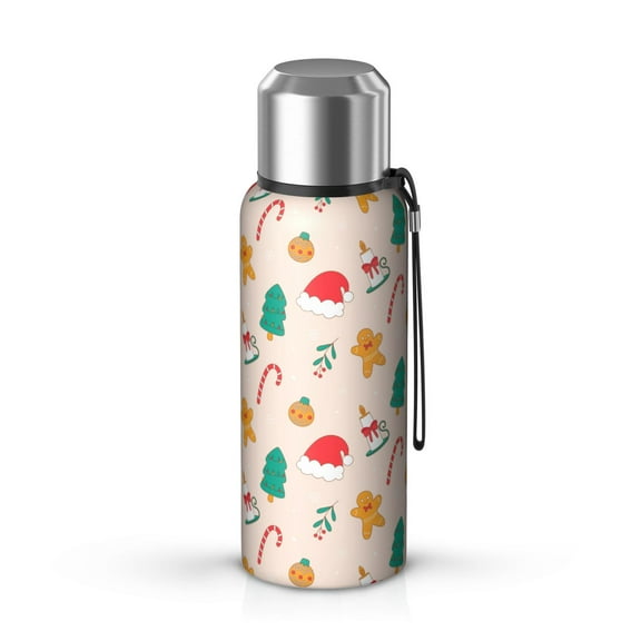Christmas 20oz Stainless Steel Thermal Bottle with Tea Filter and Cup Lid, Vacuum Insulated Coffee Mug with 316L Inner Liner, Leakproof Travel Thermos for Office, Commute & Outdoor