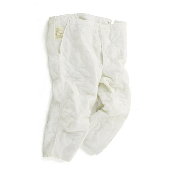 G.I. Military Field Pant Liner Cold Weather Quilted Trousers, Winter Gear, Insulated, Made in USA, White, Size Small Long