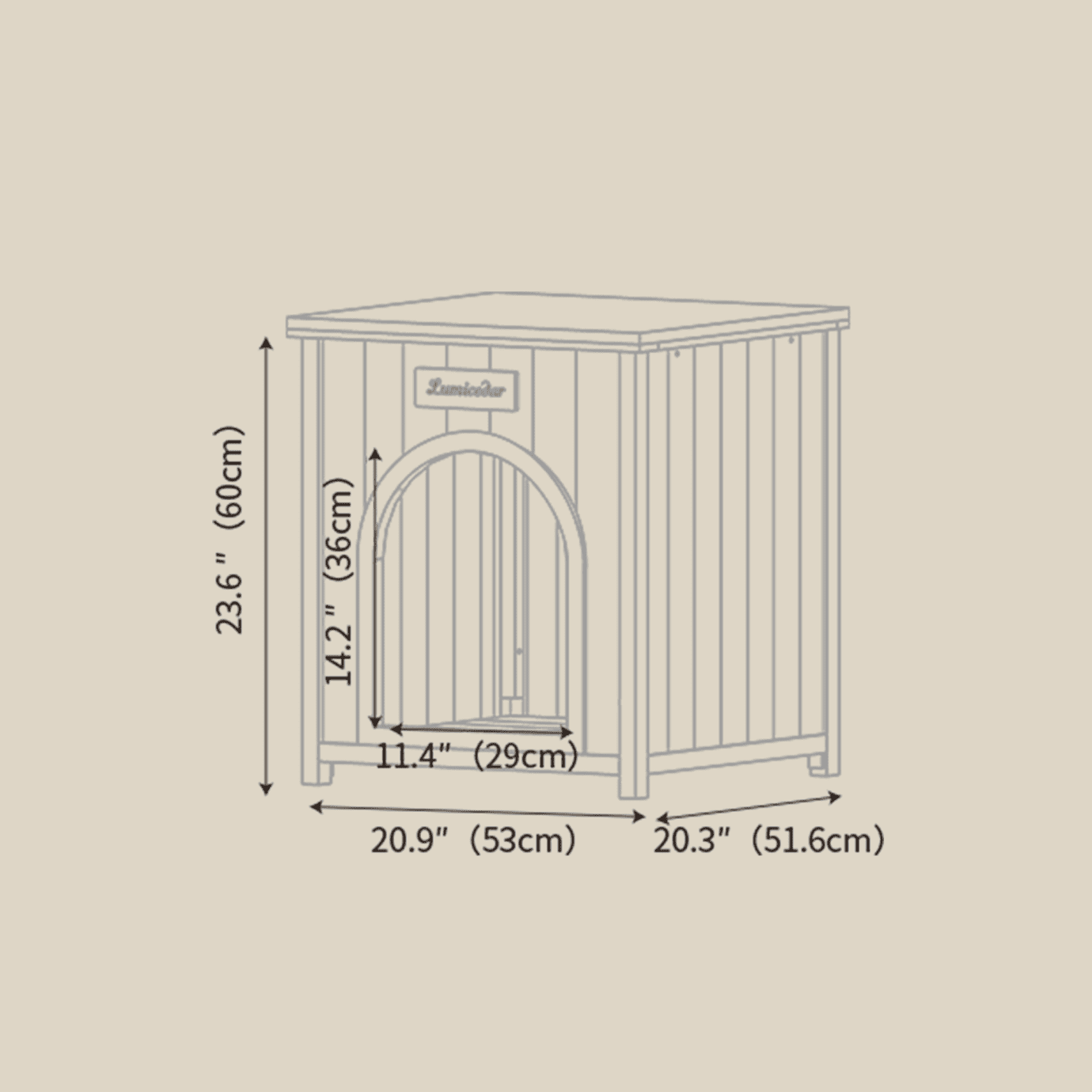 Solid Wood Pet House with Flat Roof Indoor Shelter for Small Dogs and Cats FSC Certified Cream Yellow Modern Design