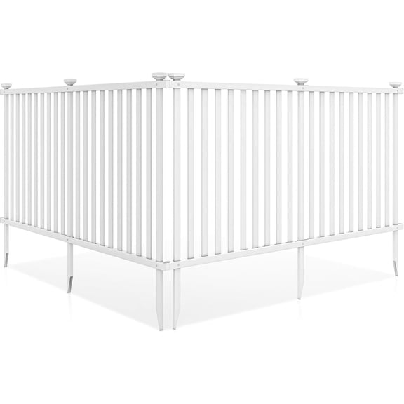 DYJP 2-Panel White Picket Garden Fence - 80''Wx37.5''H Each 160'' Total, Freestanding PVC Vinyl for Outdoor Use