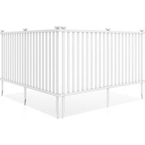 DYJP 2-Panel White Picket Garden Fence - 80''Wx37.5''H Each 160'' Total, Freestanding PVC Vinyl for Outdoor Use