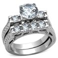 thumbnail image 1 of Bague pour Femmes en Acier Inoxydable Poli avec AAA Grade CZ en Transparent - Taille 8, 1 of 1