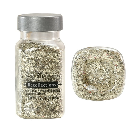 Recollections Vintage Silver Glass Glitter, 12 Pack