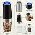 thumbnail image 2 of Gravity Electric Pepper and Salt Grinder Set, Adjustable Coarseness, Battery Powered with LED Light, One Hand Automatic Operation, Black -2 Pack, 2 of 7