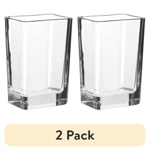 Libbey Clear Glass Rectangular Floral Vase, 6" (2-Pack)
