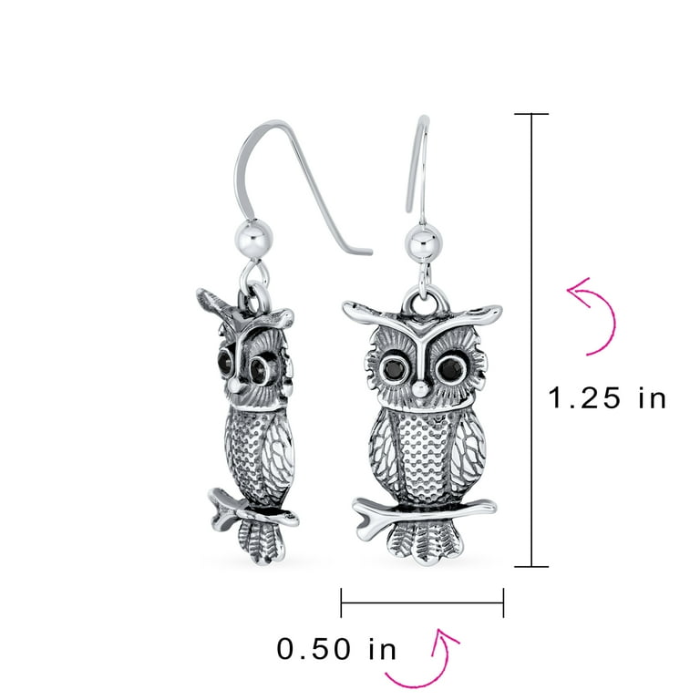 Wise Owl Earrings Cut Out Design Sterling Silver Dangling Wise Owl Earrings Cut Out Design Sterling Silver Dangling