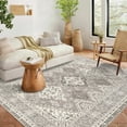 thumbnail image 2 of Hasoo Area Rug 8' x 10' Vintage Distressed Geometric Floral Area Rug for Living Room Washable Soft Indoor Floor Carpet, Taupe, 2 of 7
