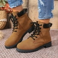 thumbnail image 3 of Womens Combat Boots Fashion Casual Suede Lace up Low Heel Tacticle Riding Ankle Booties Winter Fall Shoes Yellow Size 8.5, 3 of 7