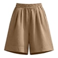 thumbnail image 5 of NTACZA Elastic Waist Workout Shorts With Pockets High Bermuda Wide Leg Vacation Relaxed Fit For Walking Beach Casual Shorts For Women, 5 of 6