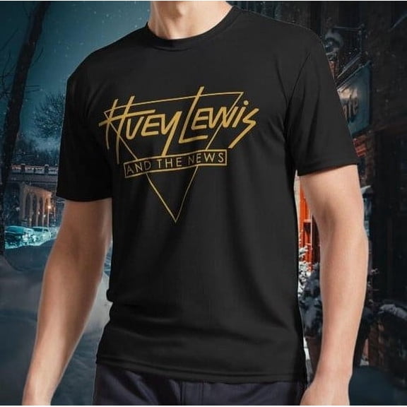 Reprint Rare Huey Lewis Logo Unisex T-Shirt Funny Size S to 5XL