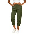 thumbnail image 5 of Womens Linen Cropped Jogger Pants Elastic Drawstring Waist Casual Summer Trousers with Pockets Lightweight Lounge Pants, 2XL, 5 of 8