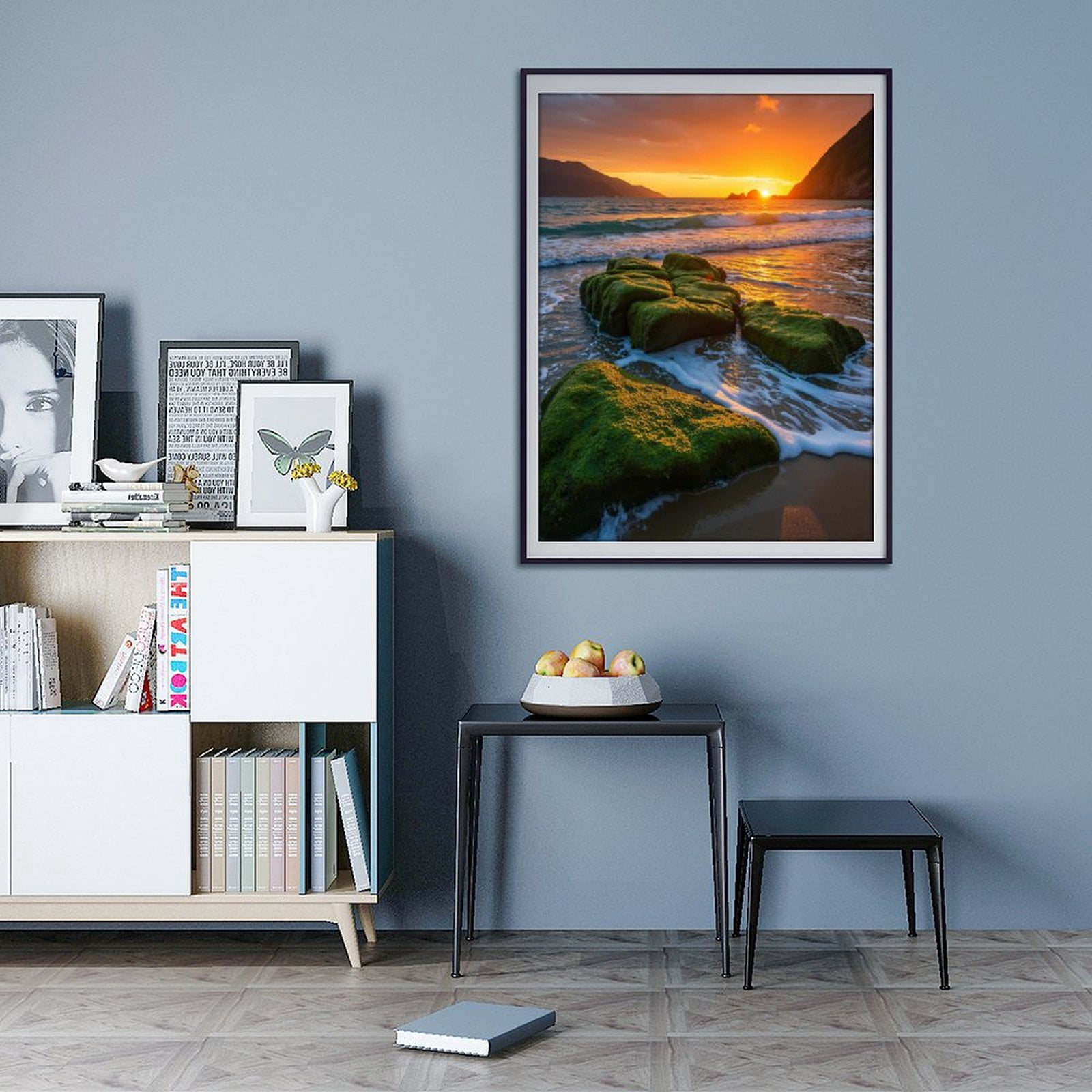 Diamond Art Kits for Adults - 5d Sunset Ocean Mossy Rocks Serenity Diamond Painting for Adults, Diamond Art for Adults Beginners, Diamond Painting Kits for Adults for Home Wall Decor