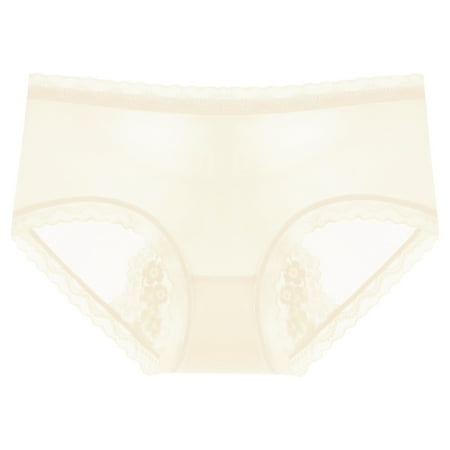MQLKF Ladies Mesh Semi Transparent Sexy Lace Ice Silk Breathable Mid Rise Comfortable Panties Breathable Stylish Flexible Women Underwear