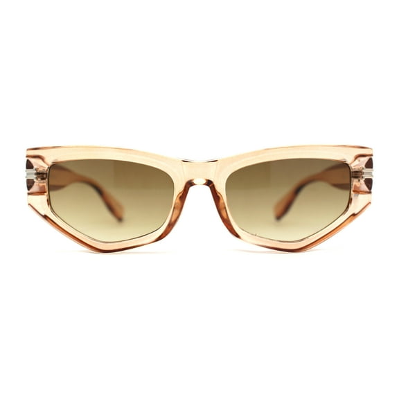 Womens Mod Square Cat Eye Thick Plastic Sunglasses Peach Brown