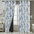 thumbnail image 4 of Vargottam Leaf Design Blackout Curtains - Set of 2 Panels, 52 x 108 Inches Each - Light Blocking & Thermal Insulated Drapes with Grommet Top for Bedroom & Living Room - Blue, 4 of 9