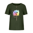 thumbnail image 4 of Camisas de Manga Corta para las Mujeres, Blusa de Botón de Impresión Casual con Cuello Redondo Hecha de Tela Suave Transpirable para Verano Primavera, Blusas de Manga Corta para las Mujeres, 4 of 4