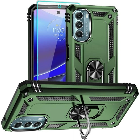 for Moto G Stylus 5G 2022 Case, Motorola G Stylus 5G 2022 Case with HD Screen Protector, [Military Grade 16ft. Drop Tested] Ring Protective Phone Case for Moto G Stylus 5G 2022,ArmyGreen