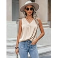 thumbnail image 2 of Zeagoo Women's Silk Blouse Elegant Tops Pleated Tank Top Shirt V Neck Blouse Casual Sleeveless Tank Tops, 2 of 6