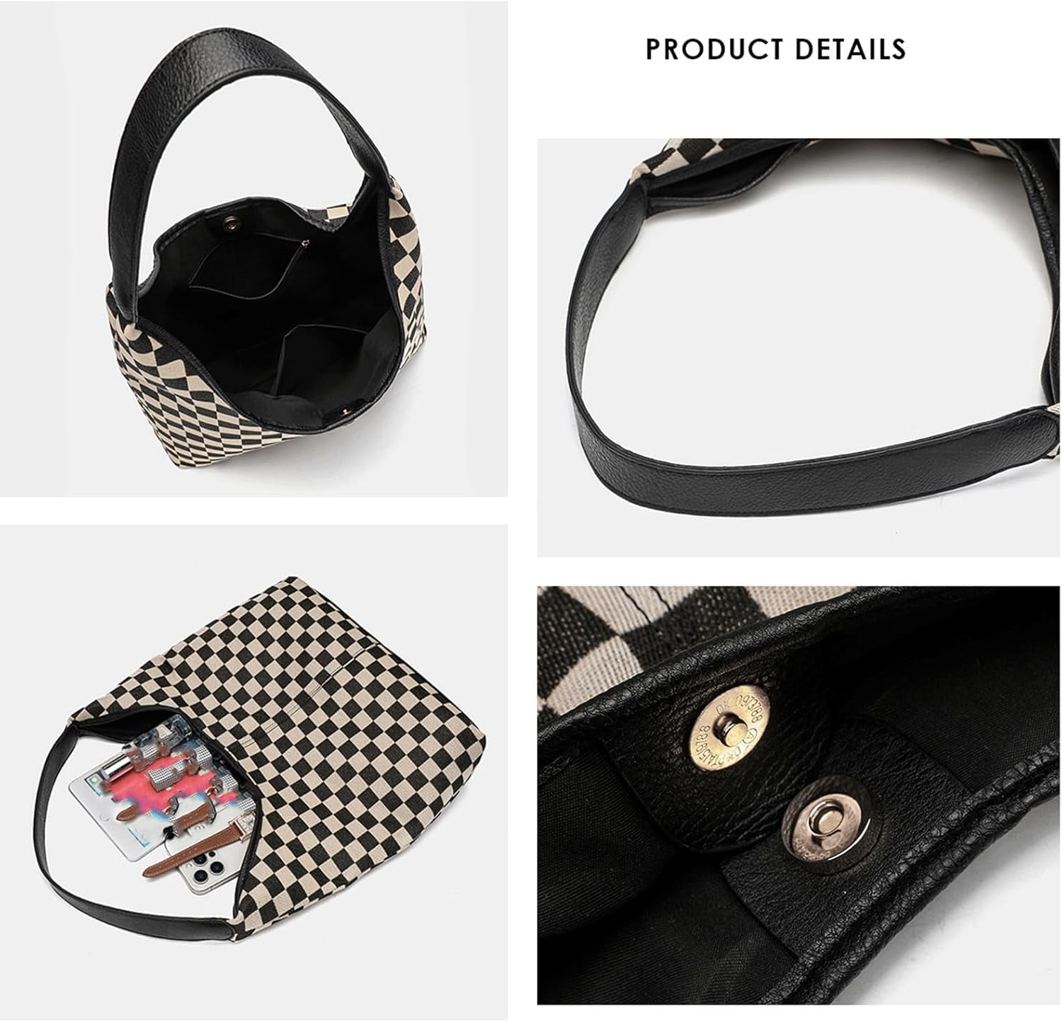 Sdmnsg-T Slouchy Shoulder Bag Checkered Y2K Hobo Tote Bag for Women Vintage Checkerboard Large Capacity Crossbody Purse Casual Retro For Mom,Women