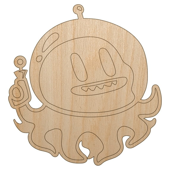 Alien Space Octopus Wood Shape Unfinished Piece Cutout Craft DIY Projects - 4.70 Inch Size - 1/8 Inch Thick