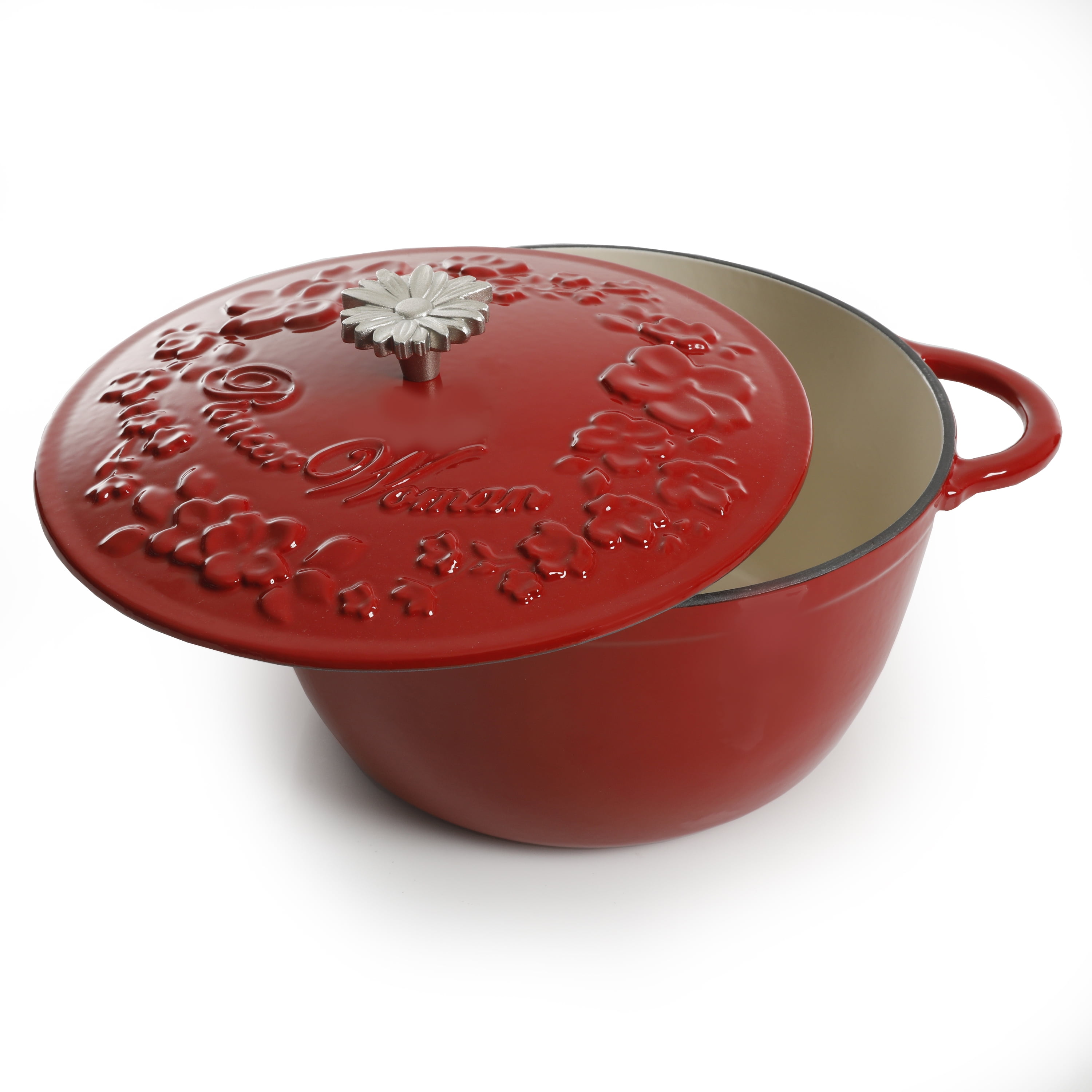 Eternal Living Enameled Cast Iron Dutch Oven with Handles and Lid, 5 Quart  Red