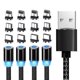 thumbnail image 1 of Paquete de 4 cables de carga magnéticos, cable de teléfono con cuerda automática 3 en 1 KGQ, 1 of 5