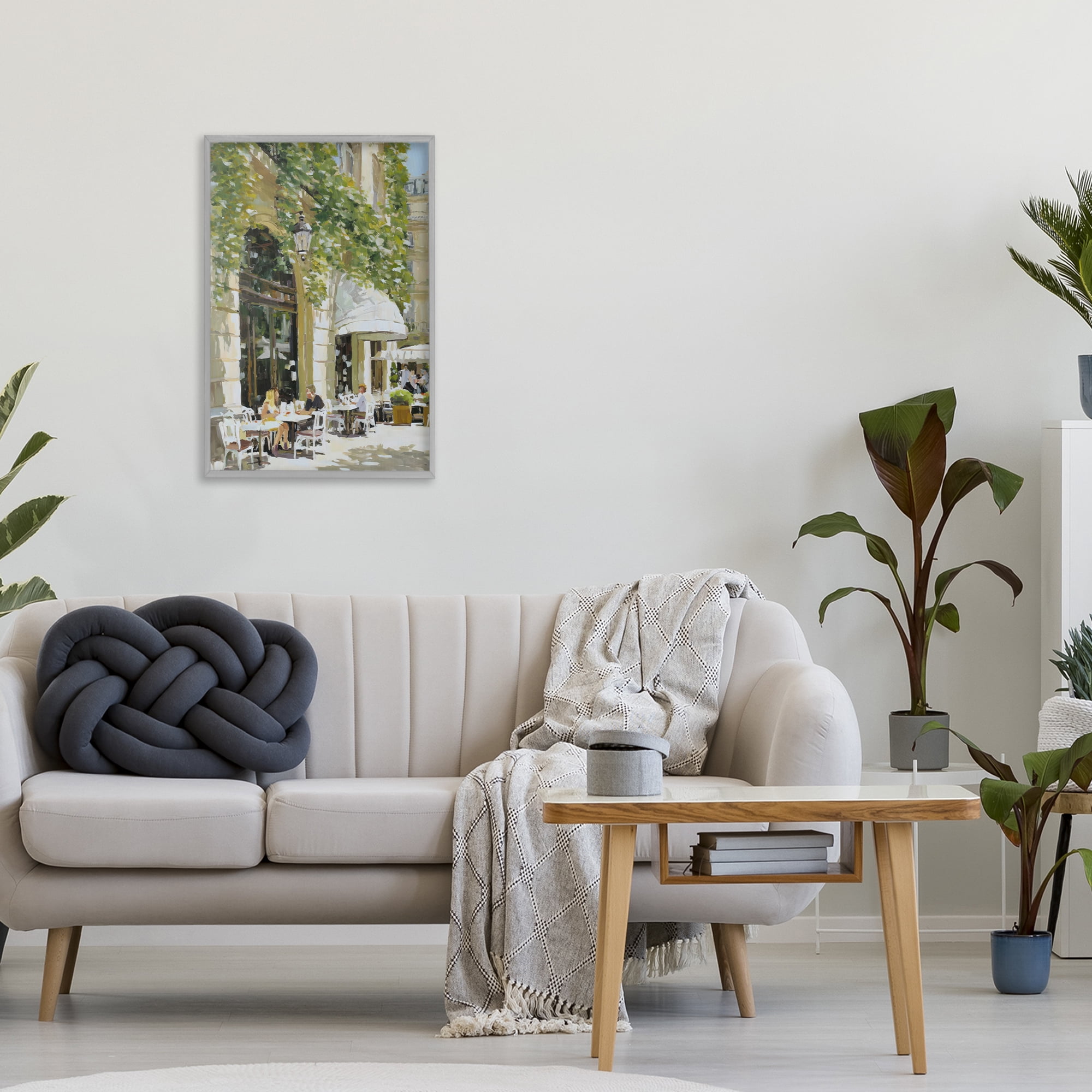 Stupell Industries Sunny Day Cafe Terrace Gray Framed Giclee Art, design by Petal Prints Design