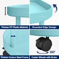 thumbnail image 5 of Side Table with Wheels, End Table Living Room Plastic Mobile Sofa Side Table Small Night Stand Bedroom Blue (2 Pack), 5 of 5