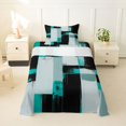 thumbnail image 2 of Castle Fairy Abstract Geometric Block Twin Sheets 3pcs,Minimalism Vertical Streak Bedding,Black Teal Pale,1 Flat Sheet, 1 Fitted Sheet and 1 Pillowcase, 2 of 7