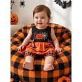thumbnail image 3 of RUINIXCW Toddler Baby Girl Halloween Outfit Embroidered Scallop Trim Sleeveless Babydoll Tops and Plaid Bloomers 2 Piece Set, 3 of 8