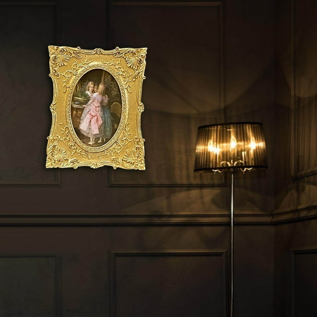 Cadre Photo 4x6 Embossé Décoratif Rétro de Bureau pour Décoration de Mariage Support Photo en Résine Chambre Salon