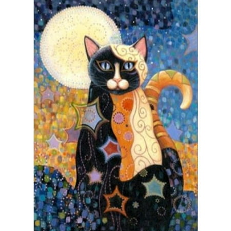 Waxing Moon Cross Stitch - Diamond Painting Embroidery Cross Stitch Full Mosaic DIY Kit Vintage Moon Cat Animal Rhinestone Home Decor