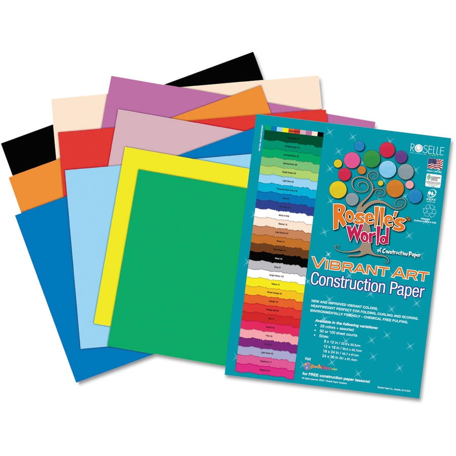 Roselle Colored Construction Paper, 36 Pages